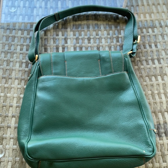 Cole Haan Deep Teal Leather Flap Shoulder Bag. - Picture 4 of 13